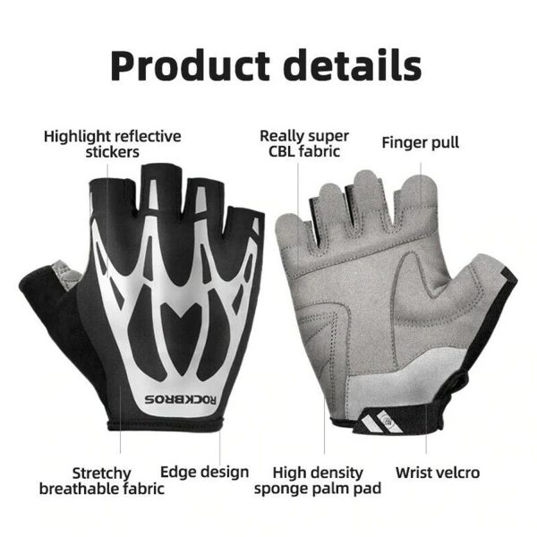 RockBros® Half-Finger Reflective Cycling Gloves - Image 5