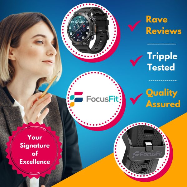 FocusFit® K56 Smartwatch Tactical Fitness Tracker 1.39” screen - Image 2