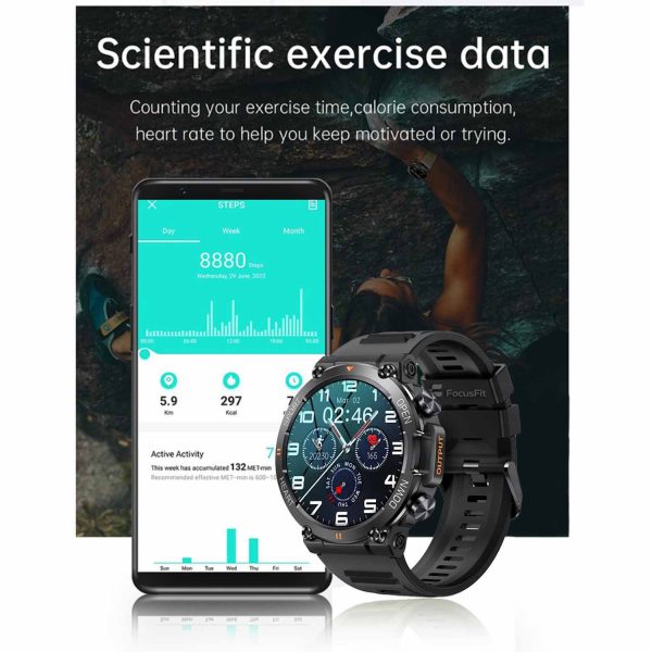 FocusFit® K56 Smartwatch Tactical Fitness Tracker 1.39” screen - Image 6