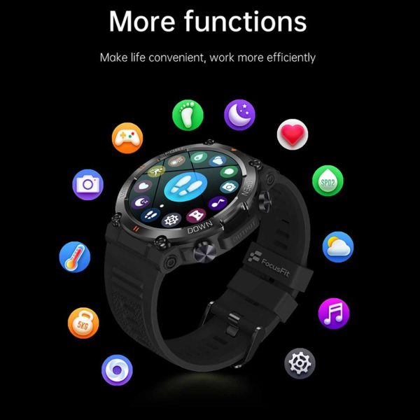 FocusFit® K56 Smartwatch Tactical Fitness Tracker 1.39” screen - Image 12