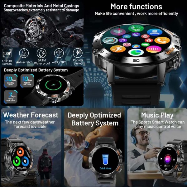 FocusFit® K52 1.39" Military Sport Smartwatch - Image 8