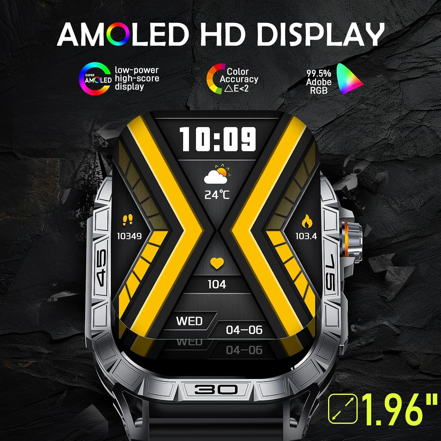FocusFit® K63 1.96" Military AMOLED Tactical Smartwatch - Image 10