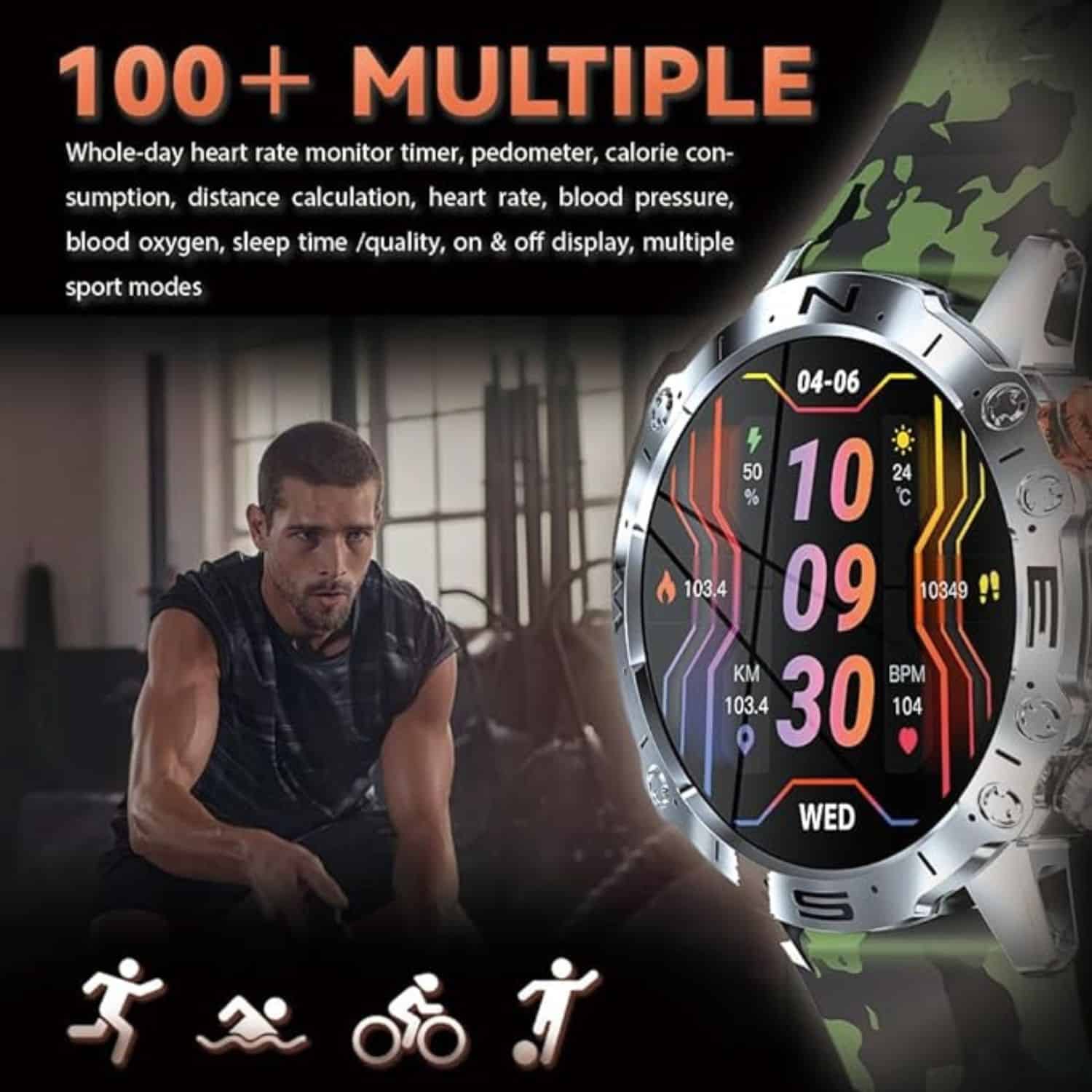 FocusFit® K59 1.43" AMOLED HD-Display Fitness Smartwatch - Image 8