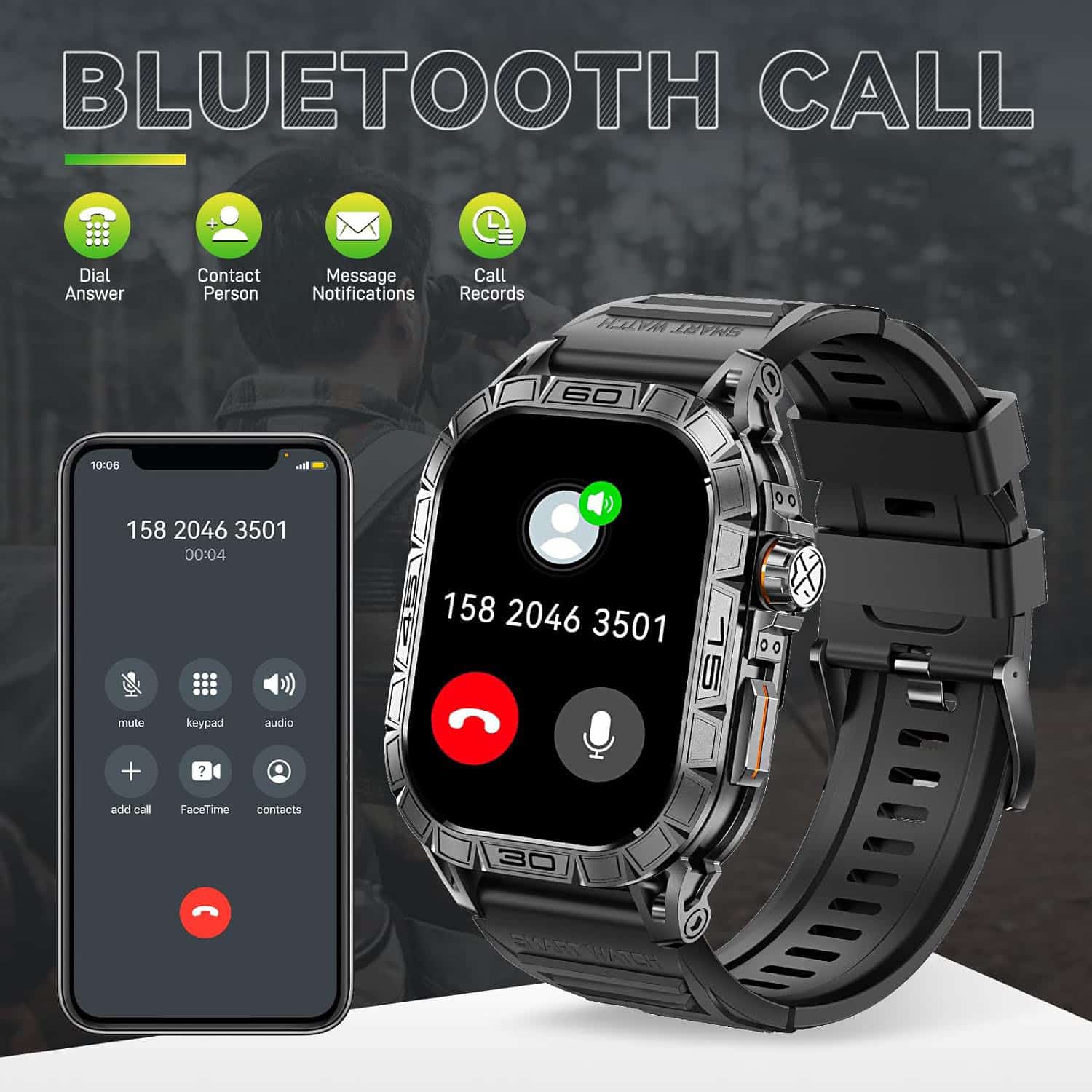 FocusFit® K63 1.96" Military AMOLED Tactical Smartwatch - Image 13