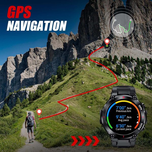 FocusFit® K37 1.32" GPS Military Sports Smartwatch - Image 10