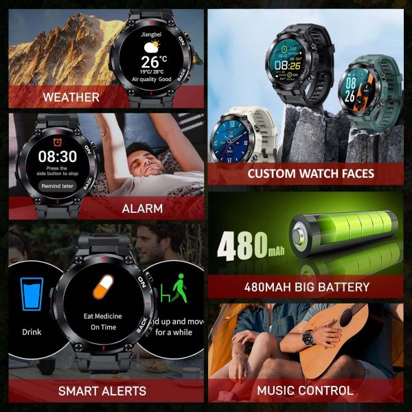 FocusFit® K37 1.32" GPS Military Sports Smartwatch - Image 5