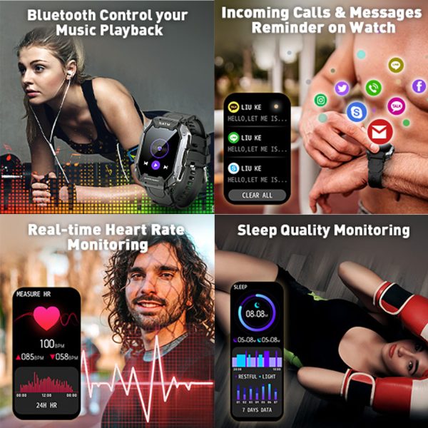 FocusFit® C20 1.71” Military Rugged HD Display Smartwatch - Image 6