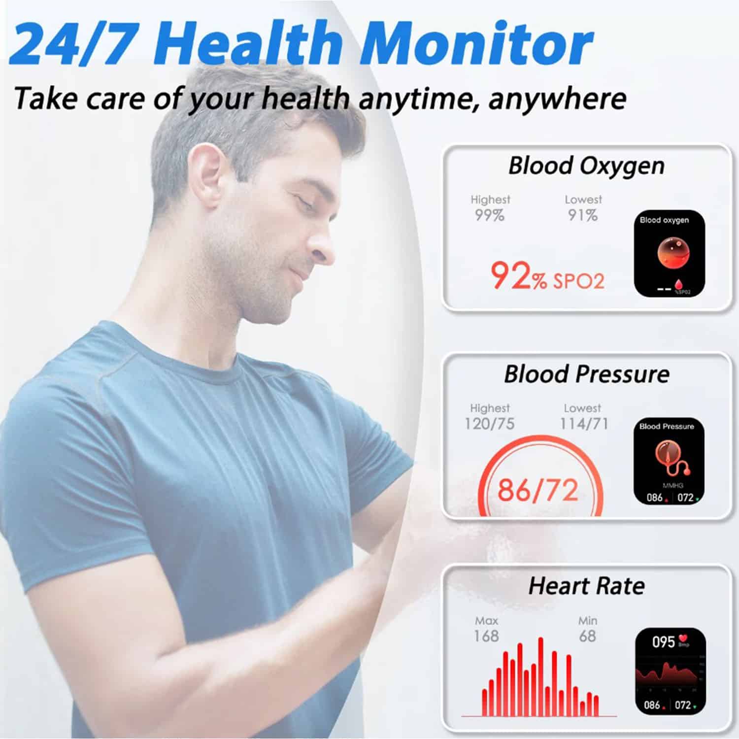 FocusFit® KT65 1.85” Fitness Activity Tracker Smartwatch - Image 3