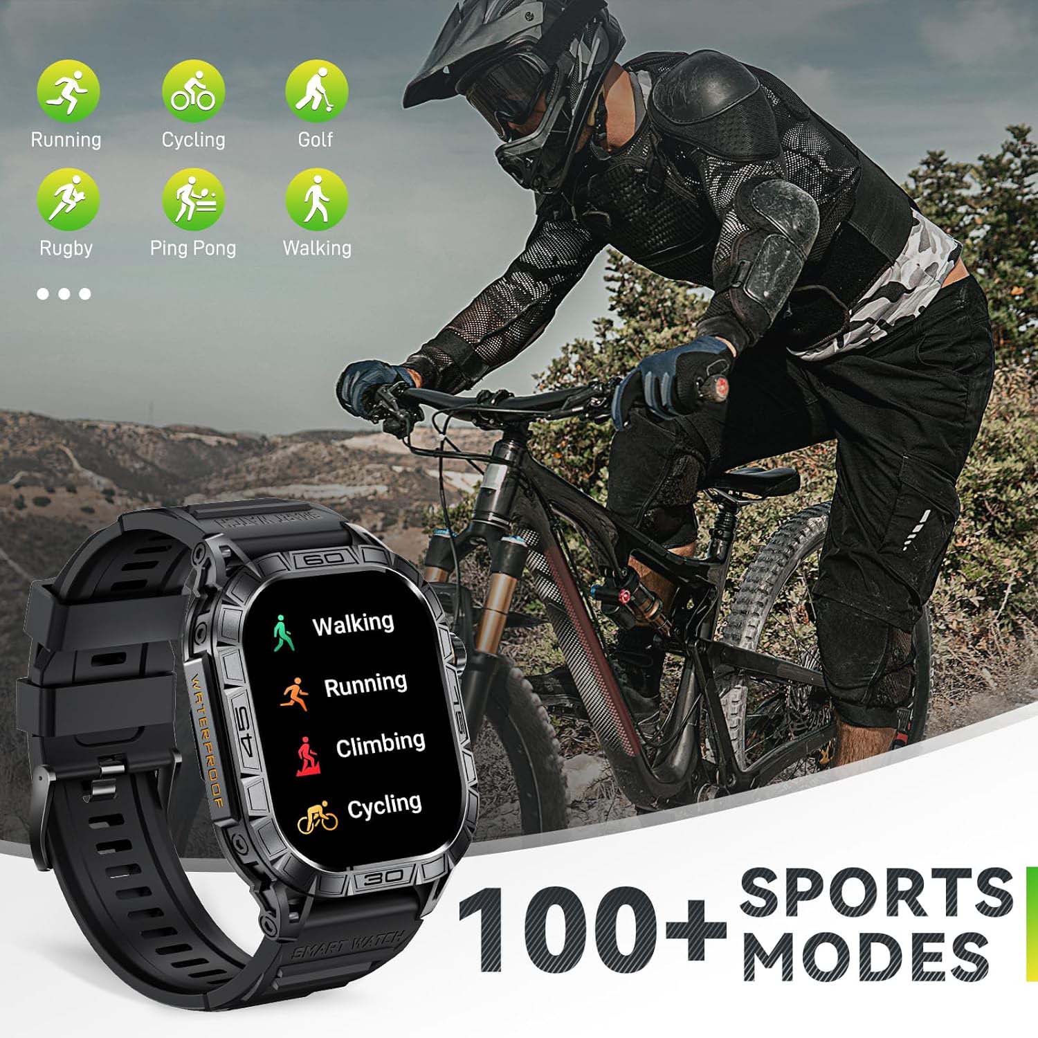 FocusFit® K63 1.96" Military AMOLED Tactical Smartwatch - Image 5