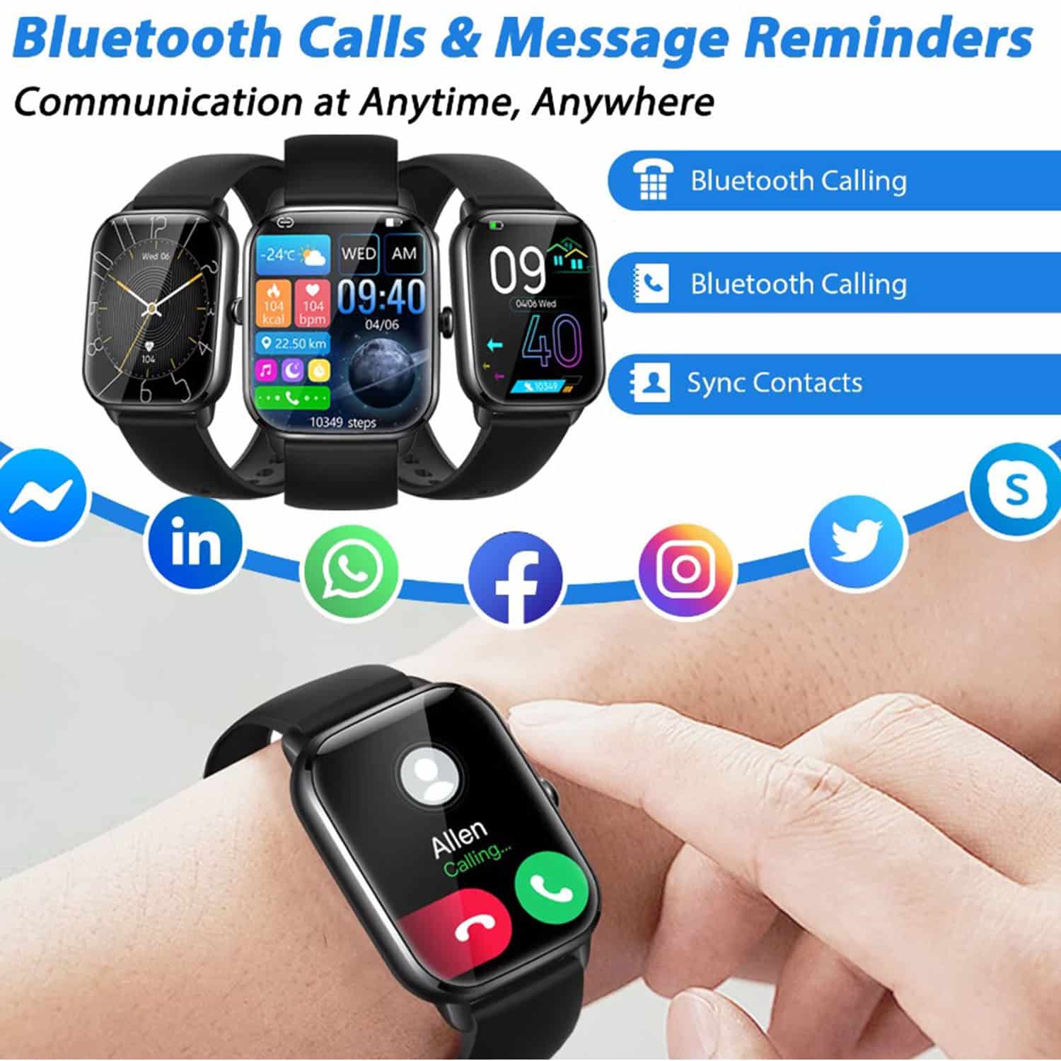 FocusFit® KT65 1.85” Fitness Activity Tracker Smartwatch - Image 5