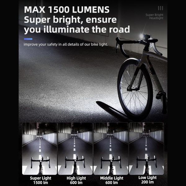 RockBros 1500 Lumens Bike Headlight: 5 Modes - Image 8