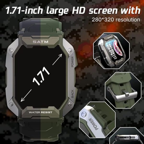 FocusFit® C20 1.71” Military Rugged HD Display Smartwatch - Image 9