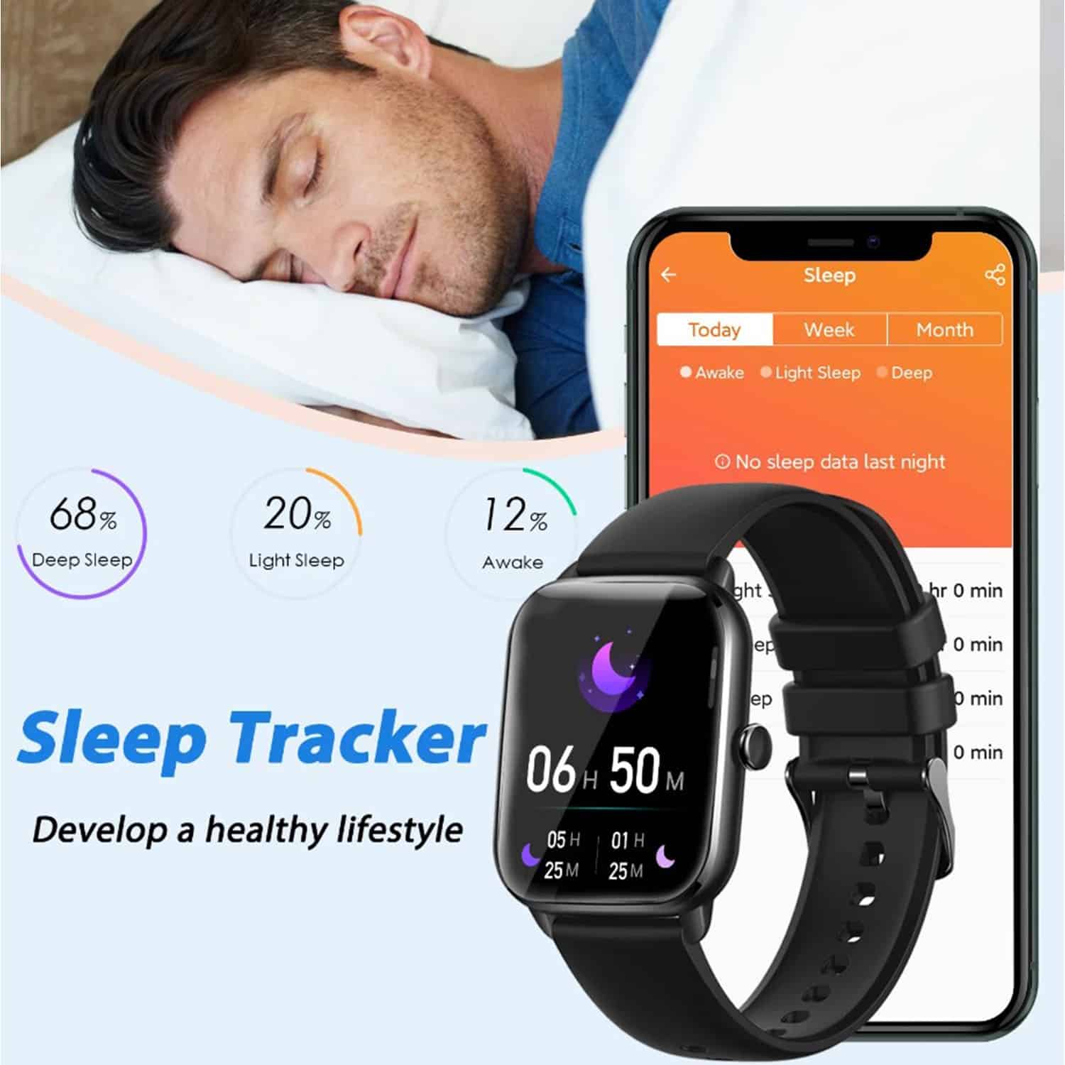 FocusFit® KT65 1.85” Fitness Activity Tracker Smartwatch - Image 2