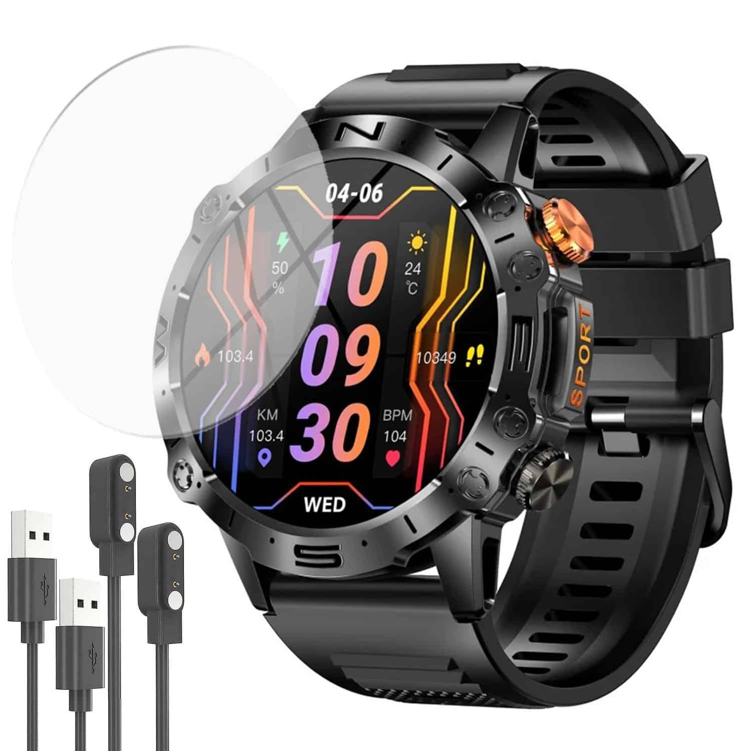 FocusFit® K59 1.43" AMOLED HD-Display Fitness Smartwatch