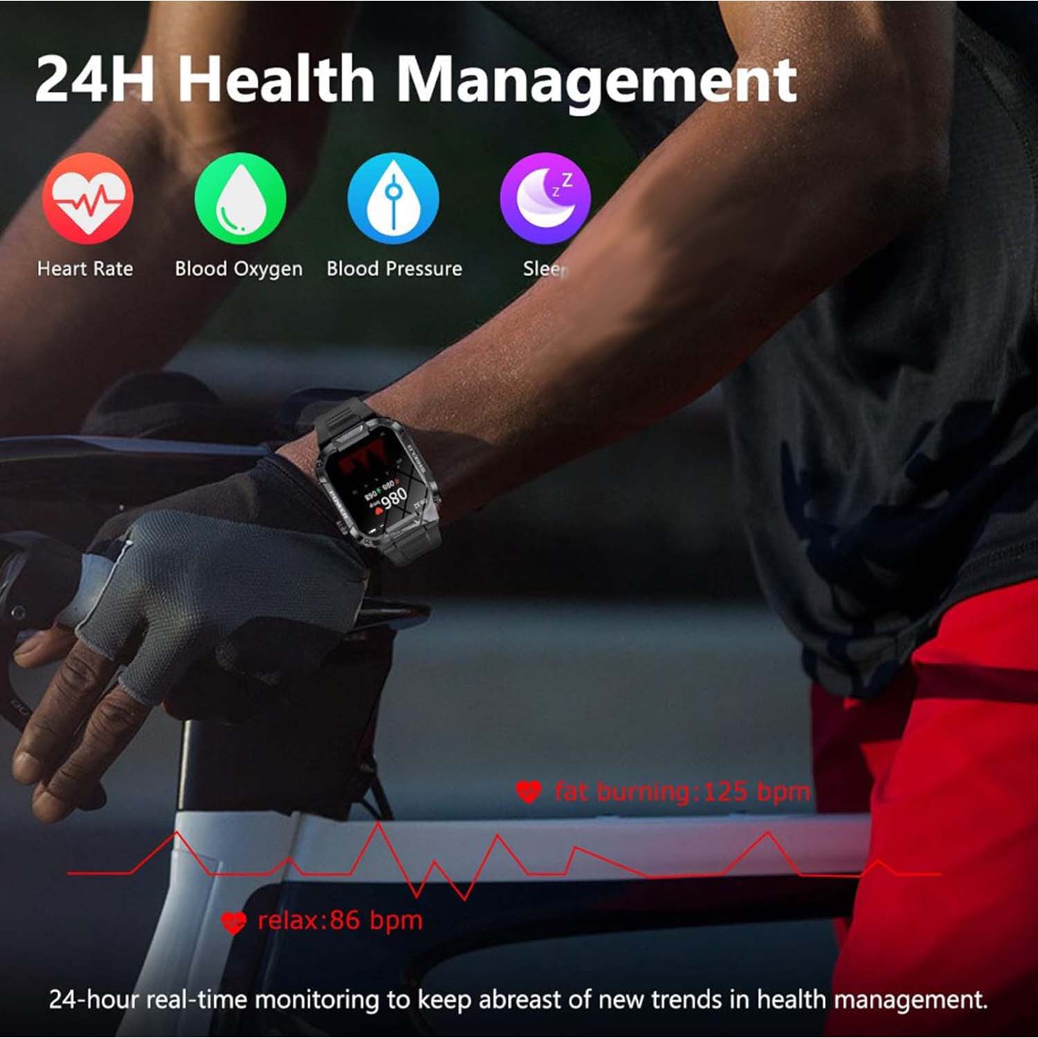 FocusFit® MK66 Rugged Military 1.85" HD Sport Smartwatch - Image 14