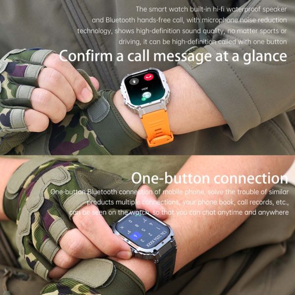 FocusFit® K57 1.96" Rugged Military Tactical Sports Smartwatch - Image 8