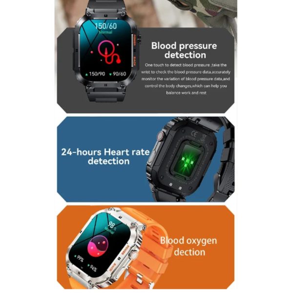 FocusFit® K57 1.96" Rugged Military Tactical Sports Smartwatch - Image 10