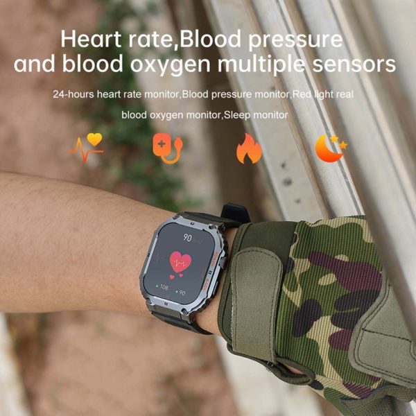 FocusFit® K57 1.96" Rugged Military Tactical Sports Smartwatch - Image 12