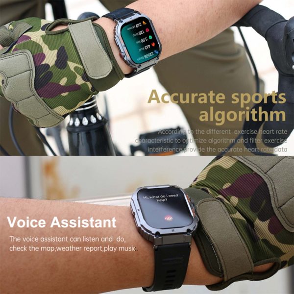 FocusFit® K57 1.96" Rugged Military Tactical Sports Smartwatch - Image 13