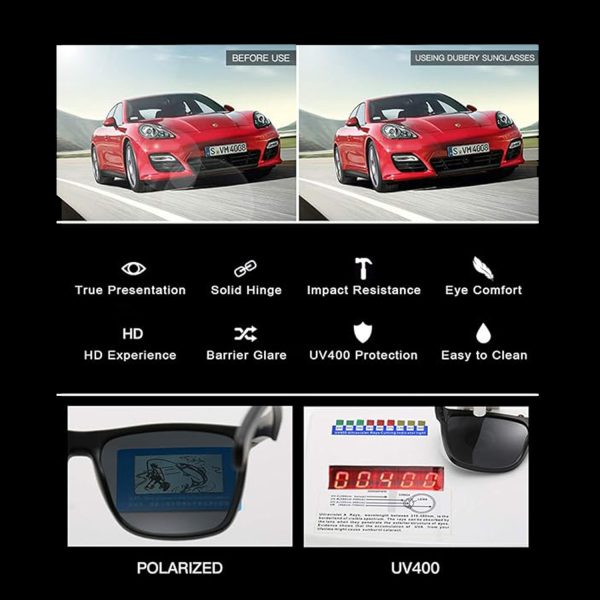 Dubery Polarised UV400 Unisex Multifunctional Trendy Sunglasses - Image 6