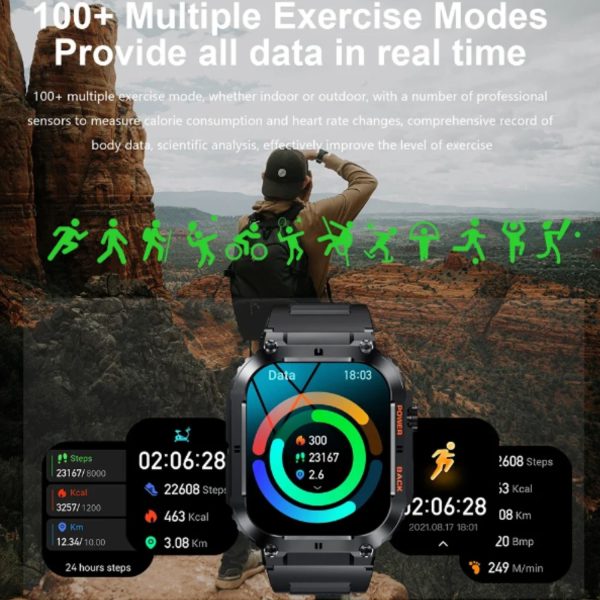 FocusFit® K57 1.96" Rugged Military Tactical Sports Smartwatch - Image 6