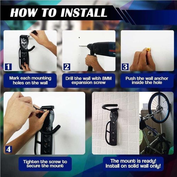 FocusFit® Vertical Bike Wall Mount Hook: Heavy-Duty Bicycle Rack - Image 7