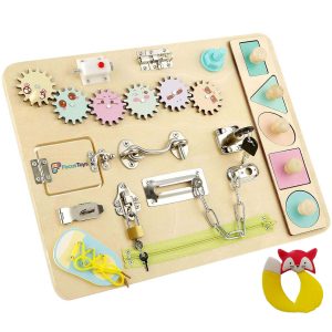 FocusToys® Wooden Montessori Busy Board for Toddlers