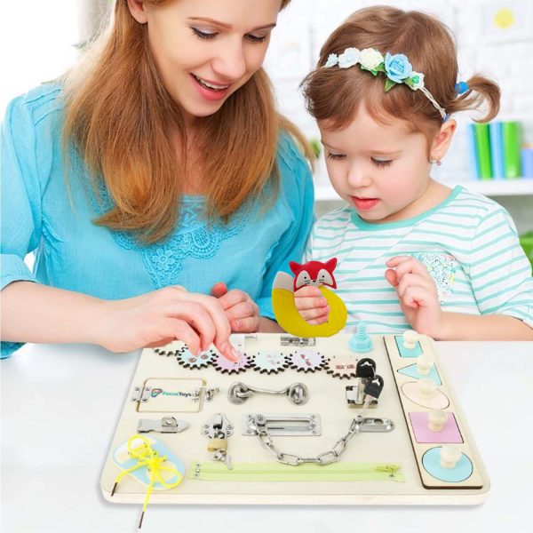 FocusToys® Wooden Montessori Busy Board for Toddlers - Image 11