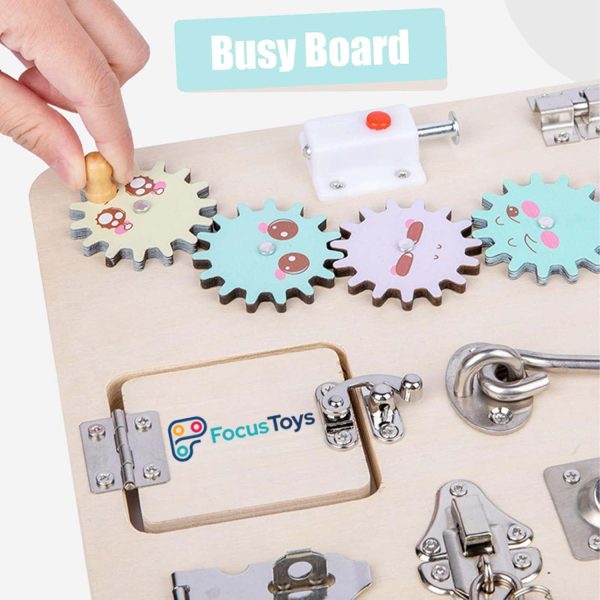 FocusToys® Wooden Montessori Busy Board for Toddlers - Image 3