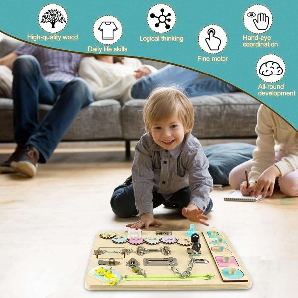 FocusToys® Wooden Montessori Busy Board for Toddlers - Image 9