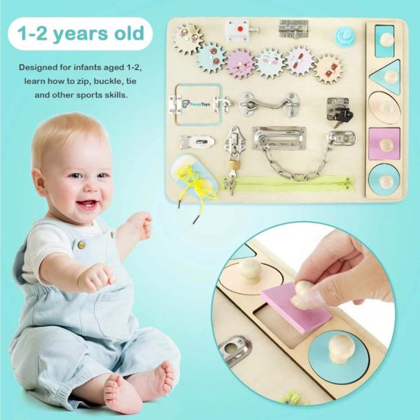 FocusToys® Wooden Montessori Busy Board for Toddlers - Image 6