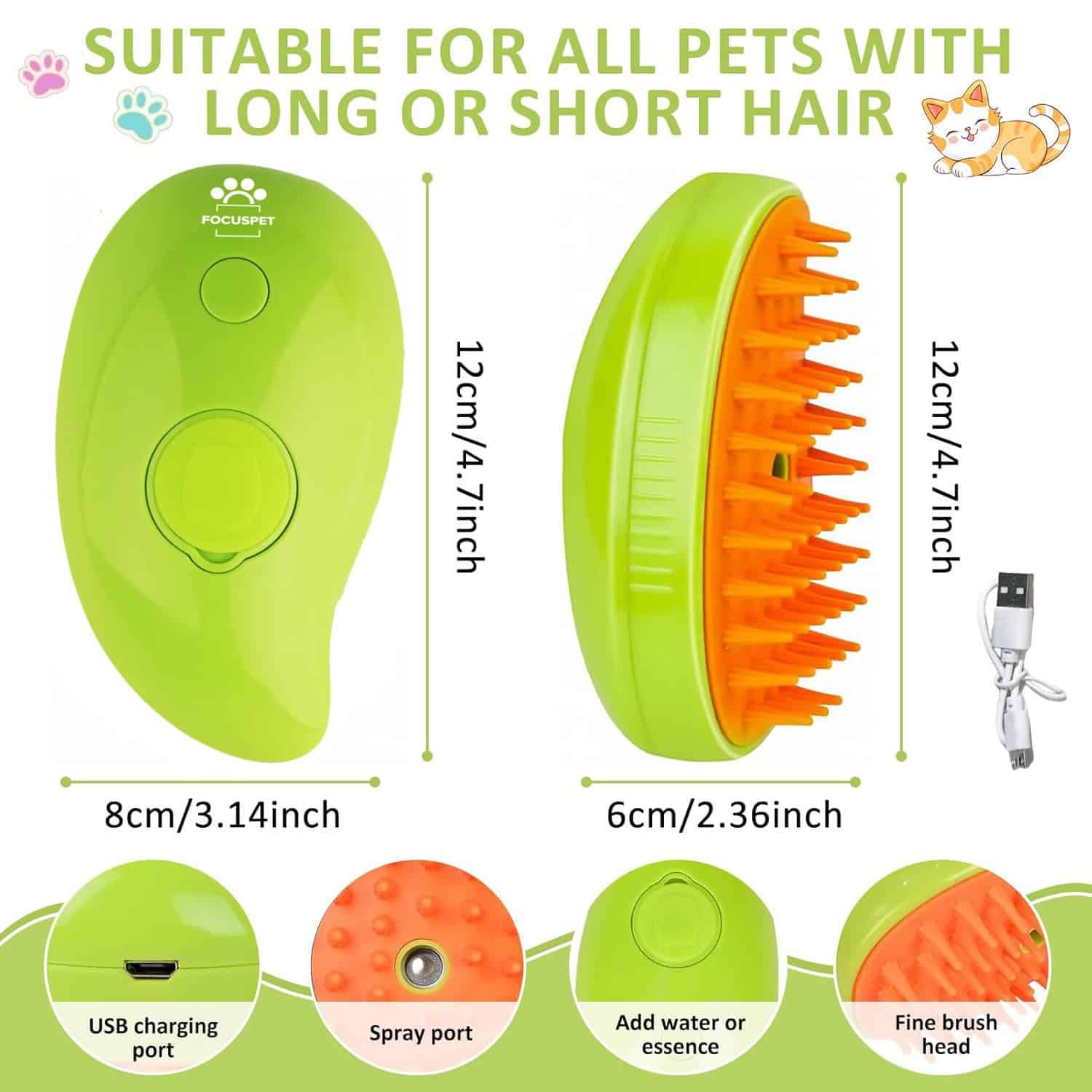FocusPet® 3-in-1 Pet Steam Grooming Brush - Image 4