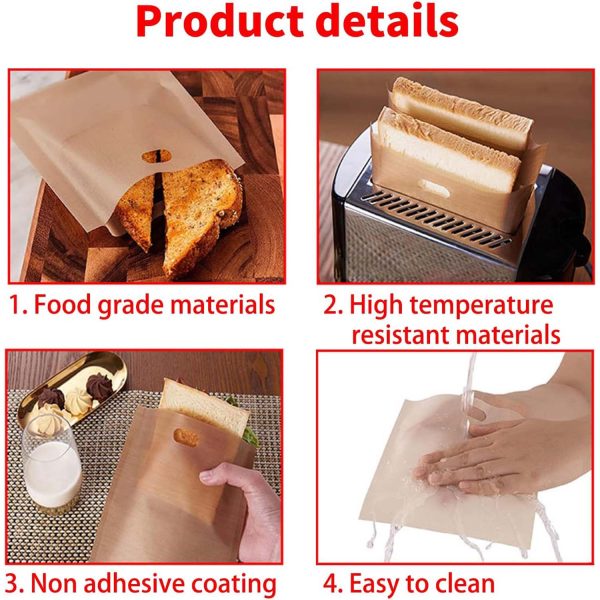 FocusFit® Non-Stick Reusable Toaster Bags: Set of 10 - Image 5