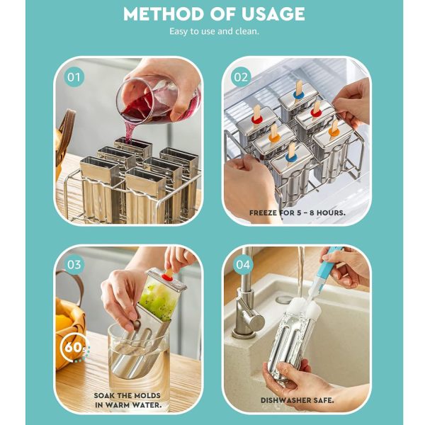 Reusable Stainless Steel Ice Cream Popsicle Moulds - Image 4