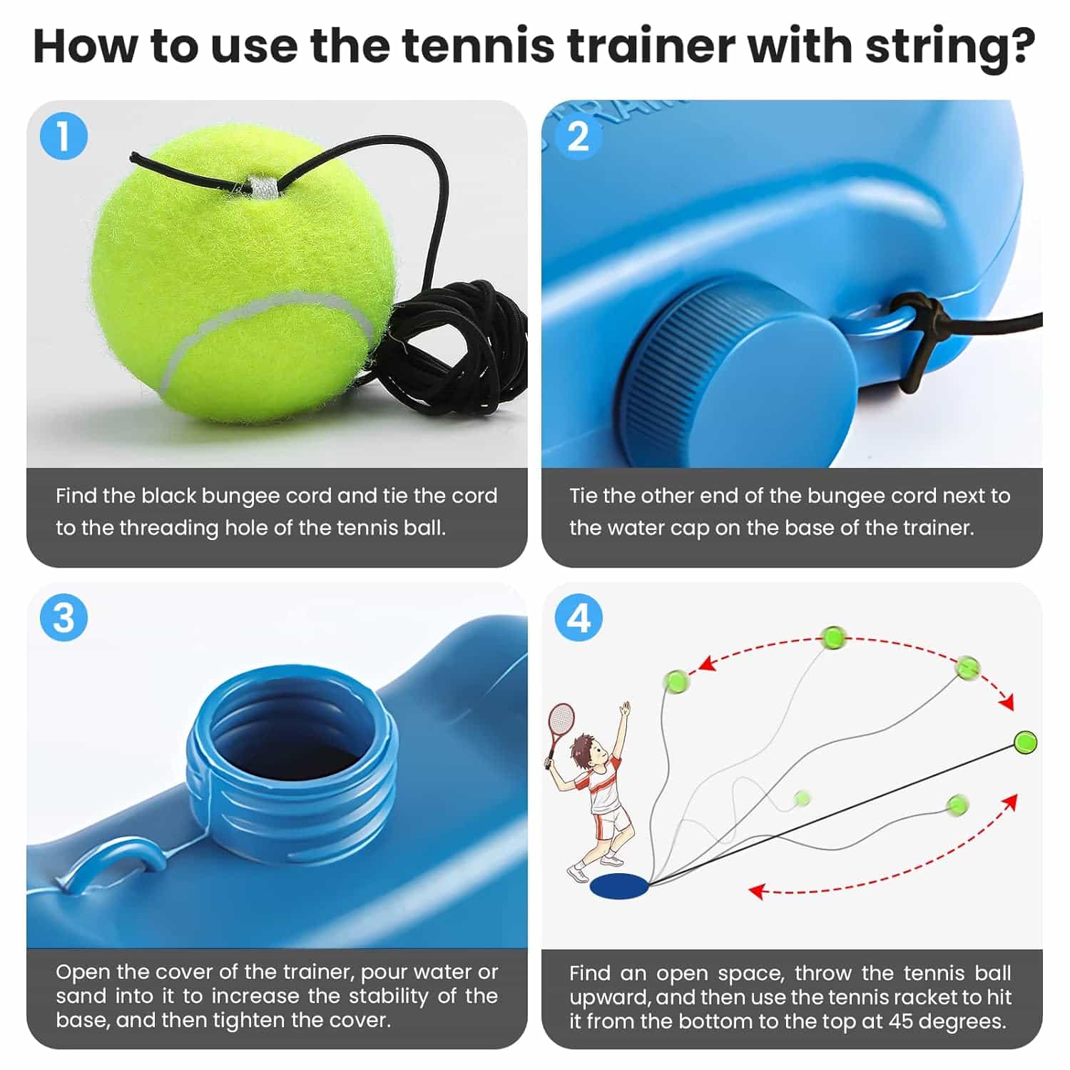 FocusFit® Tennis Trainer Rebound Ball Kit - Image 7
