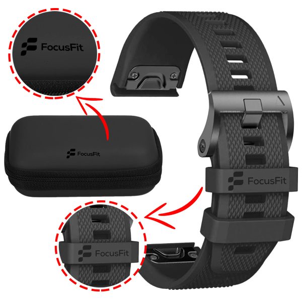 FocusFit® EasyFit Silicone 26mm Straps Bundle for Garmin Fenix 7X/6X/5X - Image 2