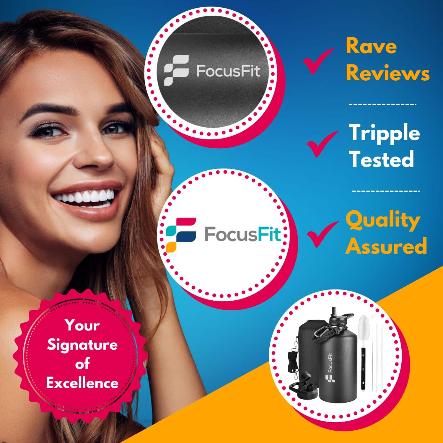 FocusFit® Triple Wall Stainless Steel 1.9L Insulated Water Bottle - Image 4