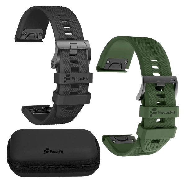 FocusFit® EasyFit 26mm Silicone Strap Bundle For Garmin Fenix 7X/6X/5X - Image 4