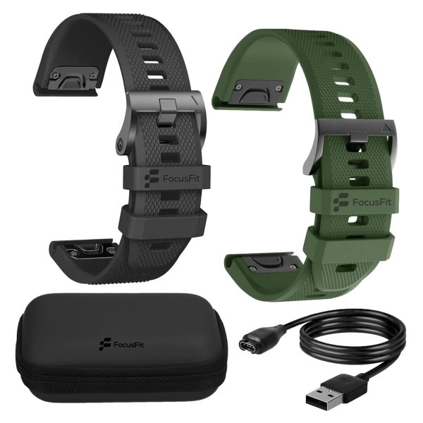 FocusFit® 26mm EasyFit Silicone Straps Bundle for Garmin Fenix 7X/6X/5X - Image 4