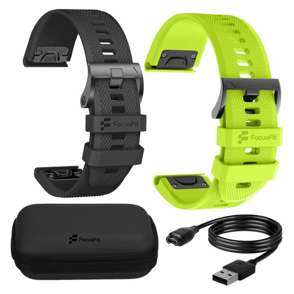 FocusFit® 26mm EasyFit Silicone Straps Bundle for Garmin Fenix 7X/6X/5X - Image 3