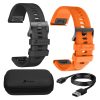 FocusFit® 26mm EasyFit Silicone Straps + Charger Bundle for Gamin Fenix 7X/6X/5X