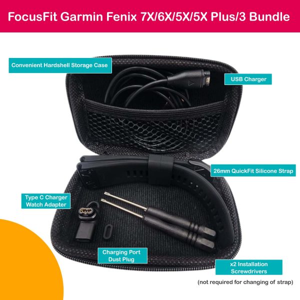 FocusFit® EasyFit Silicone 26mm Straps Bundle for Garmin Fenix 7X/6X/5X - Image 12