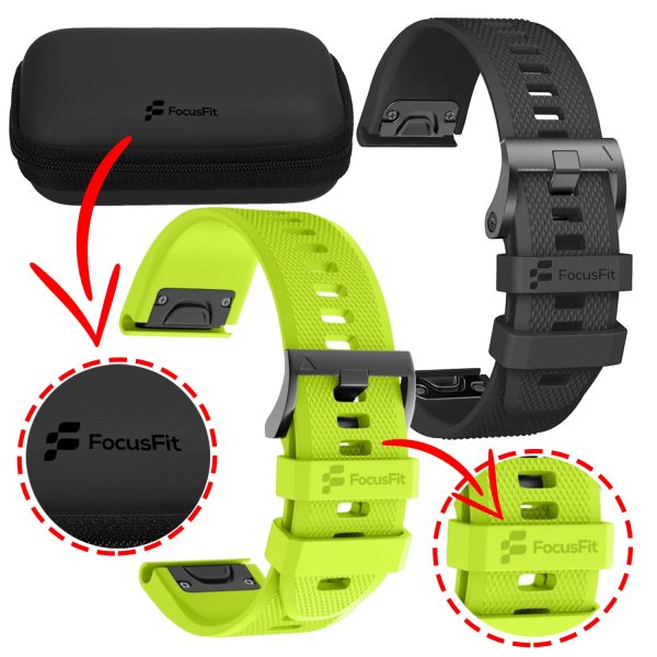 FocusFit® EasyFit 26mm Silicone Strap Bundle For Garmin Fenix 7X/6X/5X - Image 6