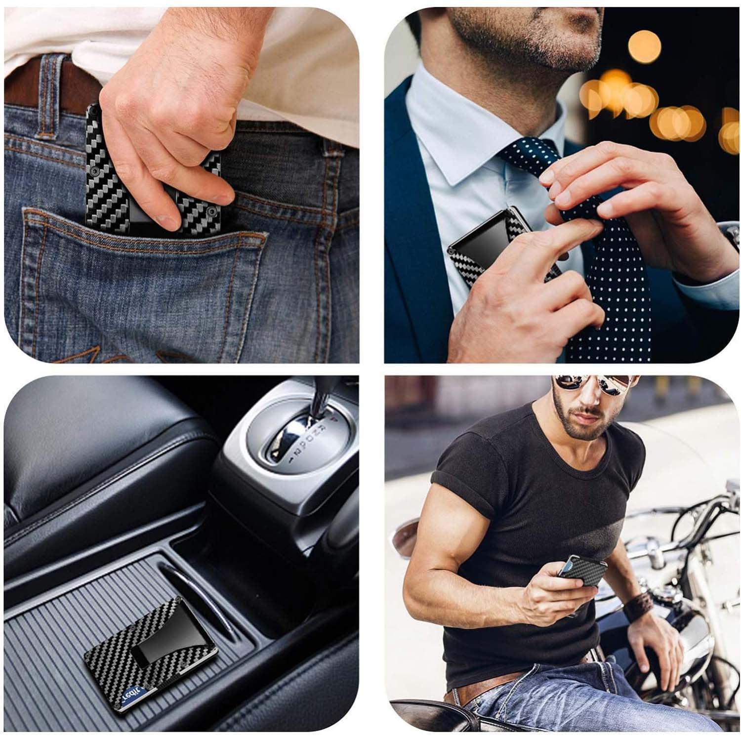FocusFit® Minimalist Carbon Fiber AirTag RFID Protection Wallet - Image 12
