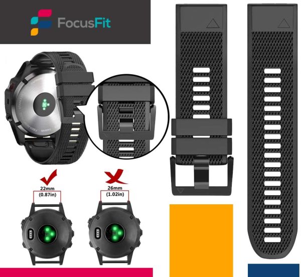 FocusFit® 22mm EasyFit Silicone Strap for Garmin Fenix 5/6/7 - Image 3