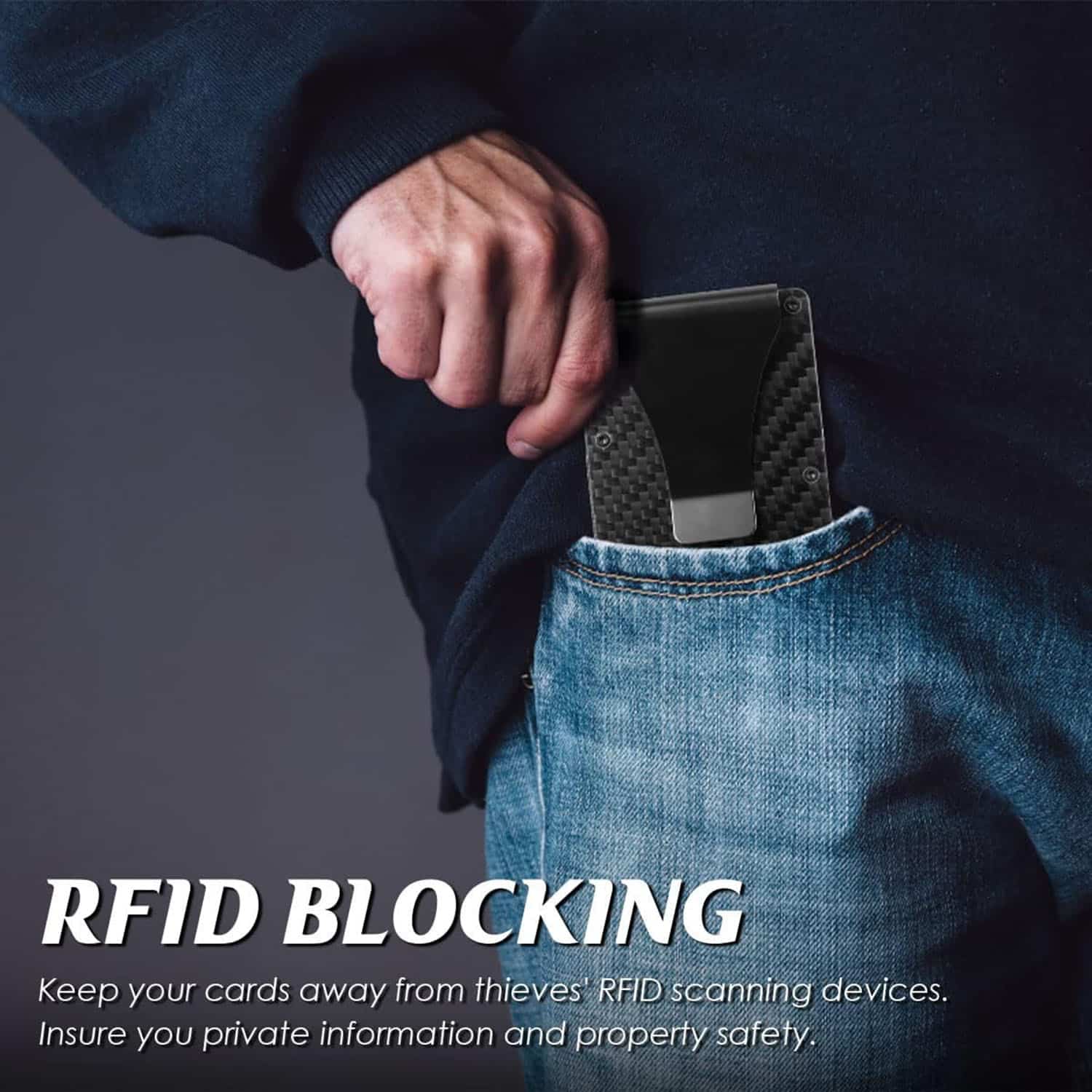 FocusFit® Minimalist Carbon Fiber AirTag RFID Protection Wallet - Image 6