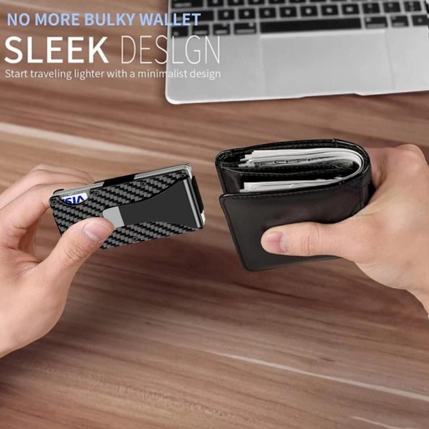FocusFit® Minimalist Carbon Fiber AirTag RFID Protection Wallet - Image 7