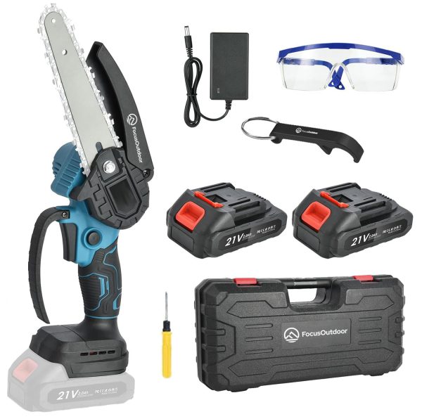 FocusOutdoor® Mini Cordless Chainsaw 6-Inch with 2 Rechargeable Batteries