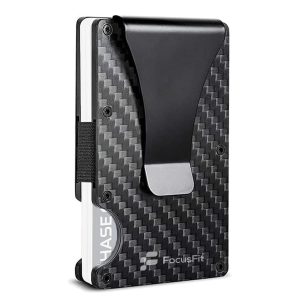 FocusFit® Carbon Fiber RFID Blocking Minimalist Money Clip & Card Holder
