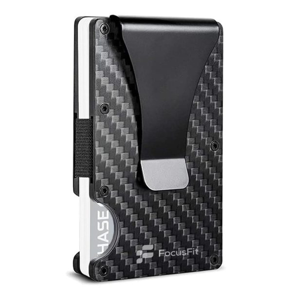 FocusFit® Carbon Fiber RFID Blocking Minimalist Money Clip & Card Holder